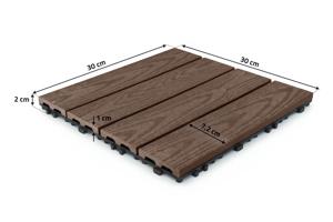 Pack of 30 RILA brown composite interlocking terrace tiles, 30x30cm 3