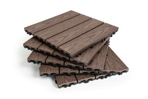 Pack of 30 RILA brown composite interlocking terrace tiles, 30x30cm 9