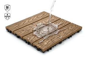 Set of 30 JURA teak composite interlocking terrace tiles, 30x30cm 8