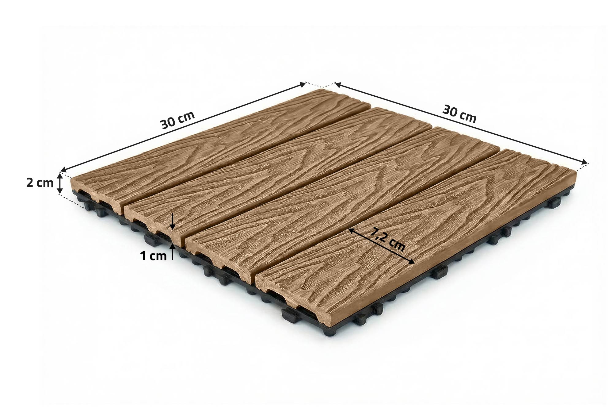 Sada 30 ks kompozitných terasových dlaždíc JURA z teakového dreva, 30x30 cm 3
