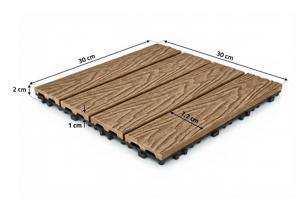 Set of 30 JURA teak composite interlocking terrace tiles, 30x30cm 3