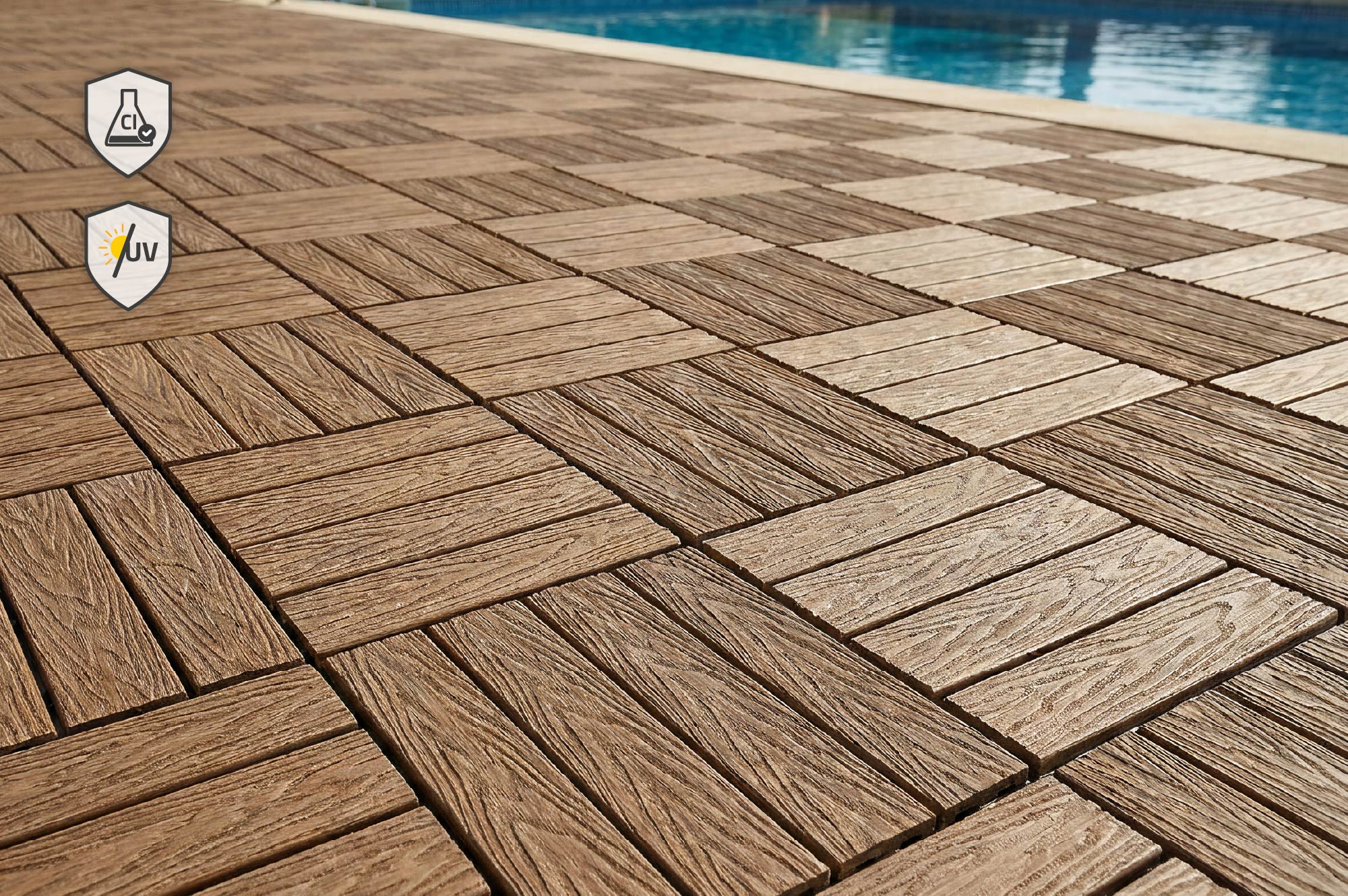 Sada 30 ks kompozitných terasových dlaždíc JURA z teakového dreva, 30x30 cm 7