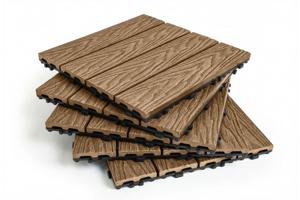Set of 30 JURA teak composite interlocking terrace tiles, 30x30cm 9