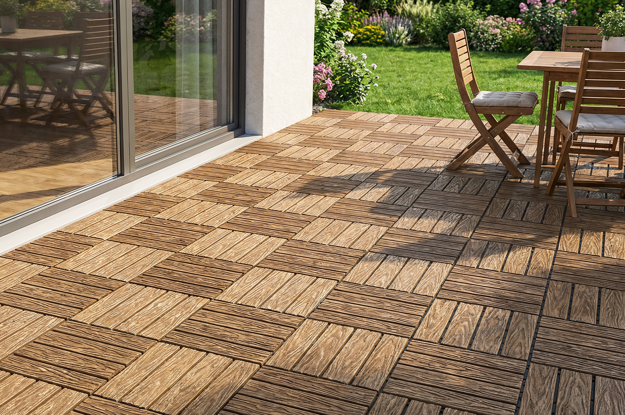 Sada 30 ks kompozitných terasových dlaždíc JURA z teakového dreva, 30x30 cm 1