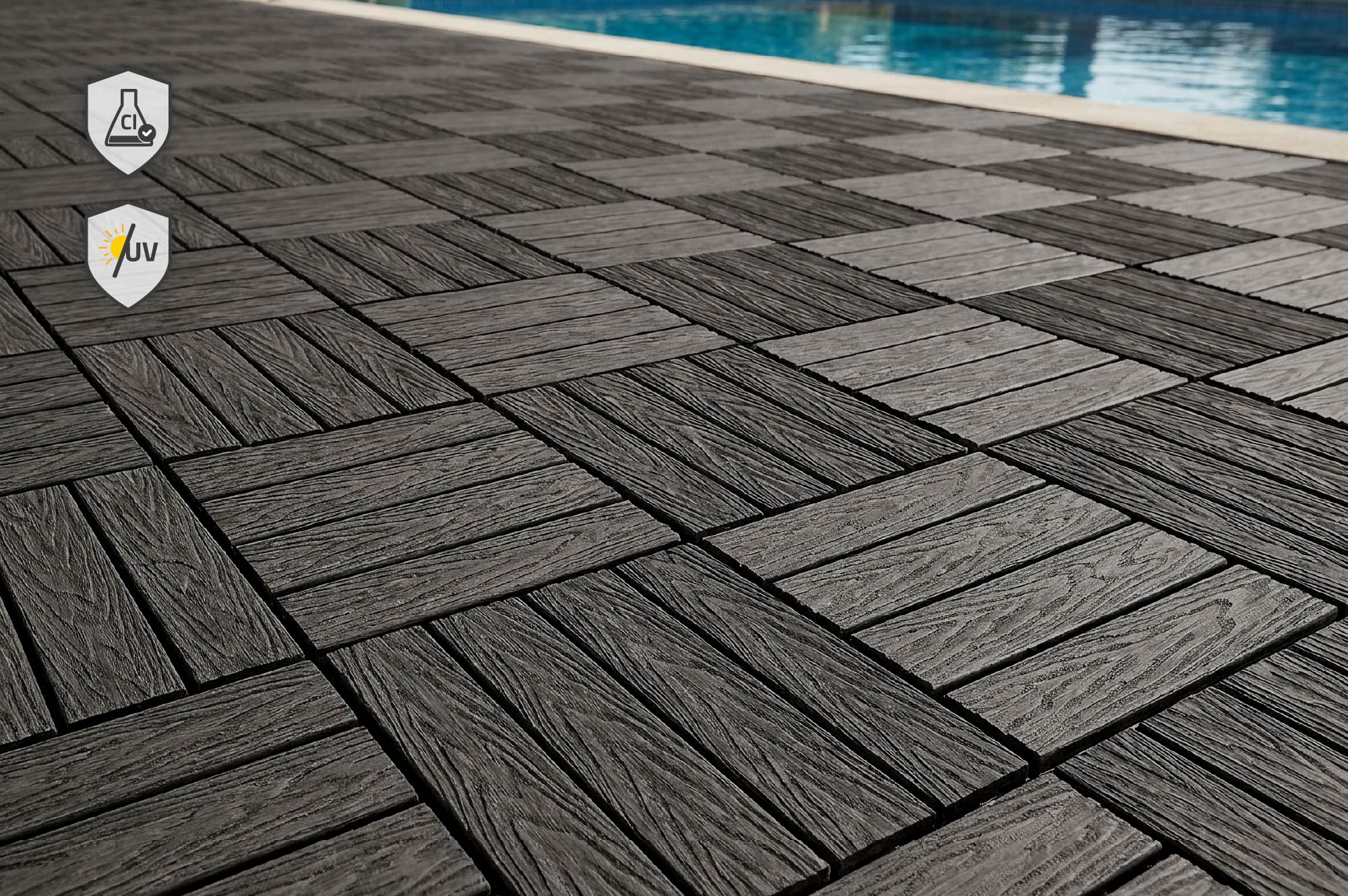 Sada 30 kompozitných zámkových terasových dlaždíc JURA, imitácia sivej drevenej podlahy, 3 7