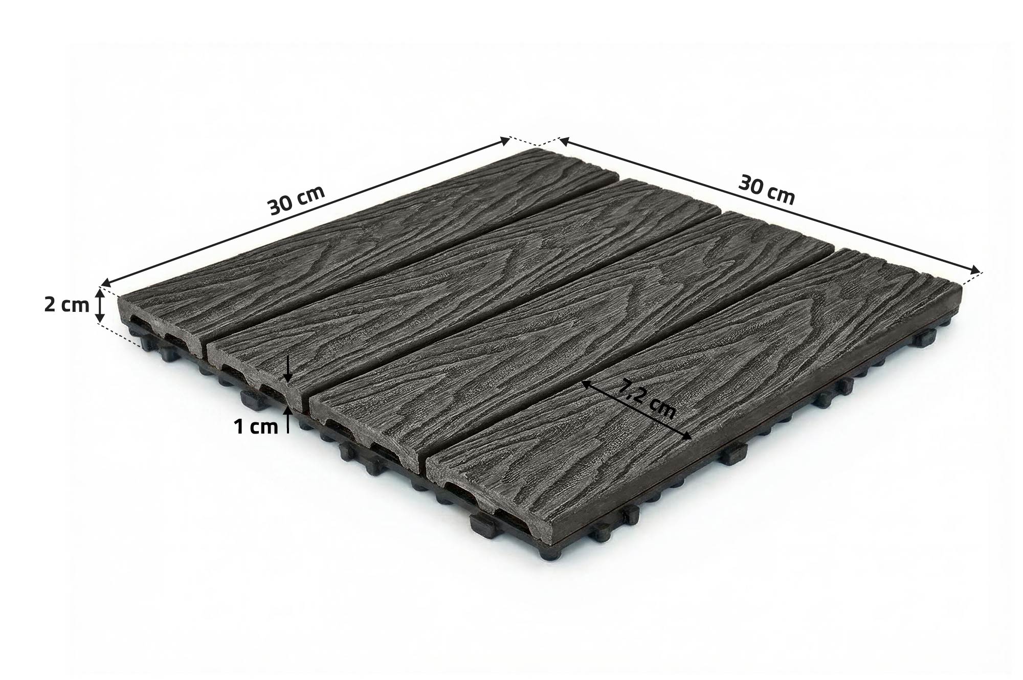 Sada 30 kompozitných zámkových terasových dlaždíc JURA, imitácia sivej drevenej podlahy, 3 3