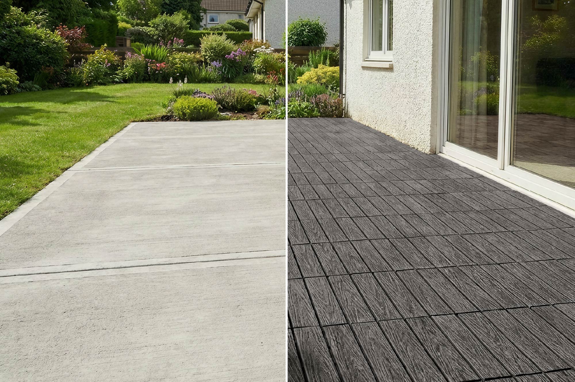 Sada 30 kompozitných zámkových terasových dlaždíc JURA, imitácia sivej drevenej podlahy, 3 6