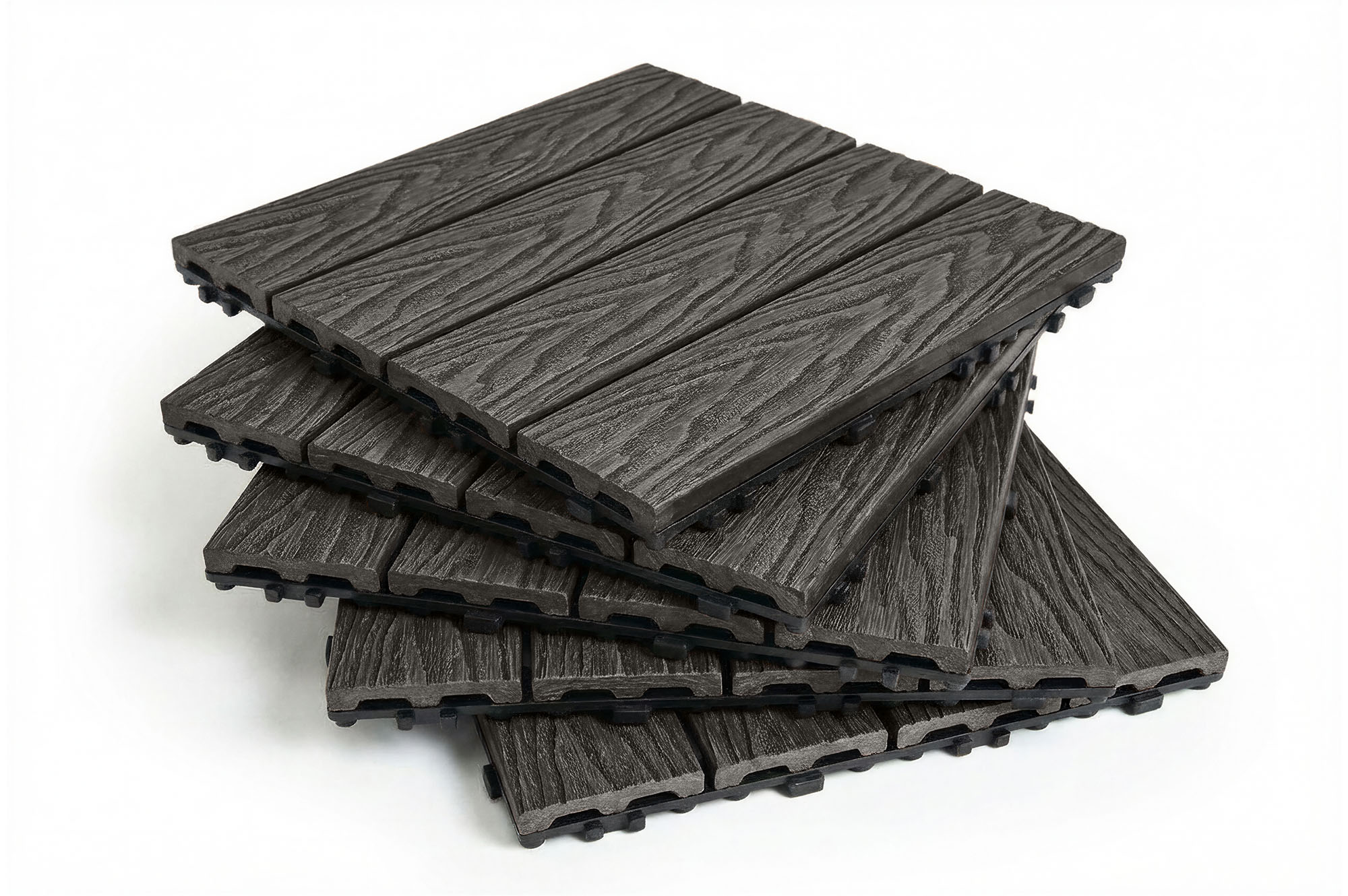 Sada 30 kompozitných zámkových terasových dlaždíc JURA, imitácia sivej drevenej podlahy, 3 9