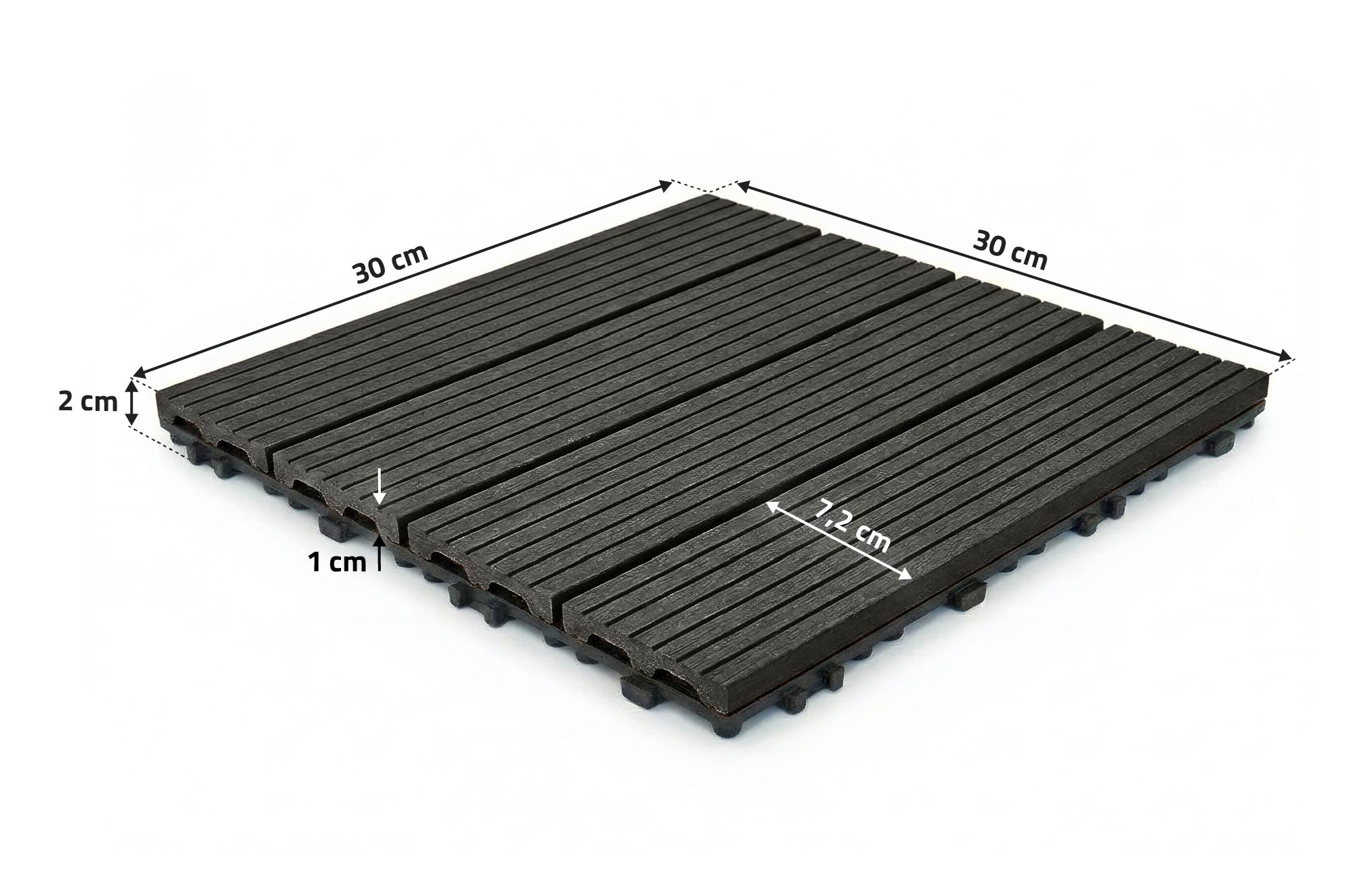 Sada 30 ks sivých drážkovaných kompozitných zámkových terasových dlaždíc SERRA, 30x30 cm 3