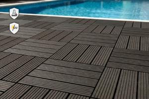 Lot de 30 dalles clipsables terrasse en composite SERRA gris rainuré 30x30cm 7
