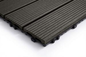 Lot de 30 dalles clipsables terrasse en composite SERRA gris rainuré 30x30cm 10