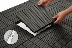 Lot de 30 dalles clipsables terrasse en composite SERRA gris rainuré 30x30cm 4