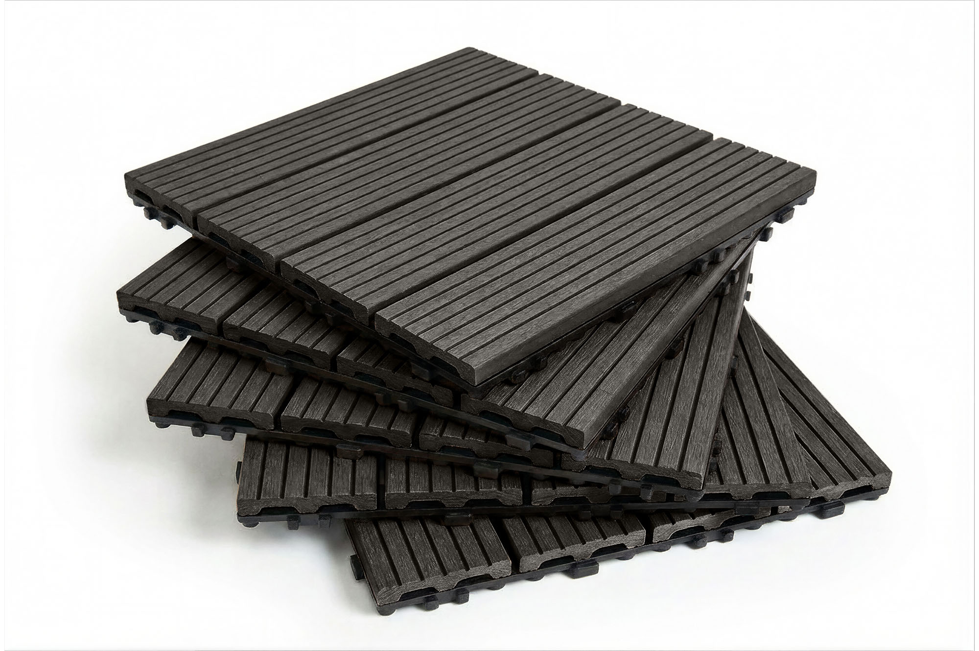 Sada 30 ks sivých drážkovaných kompozitných zámkových terasových dlaždíc SERRA, 30x30 cm 9