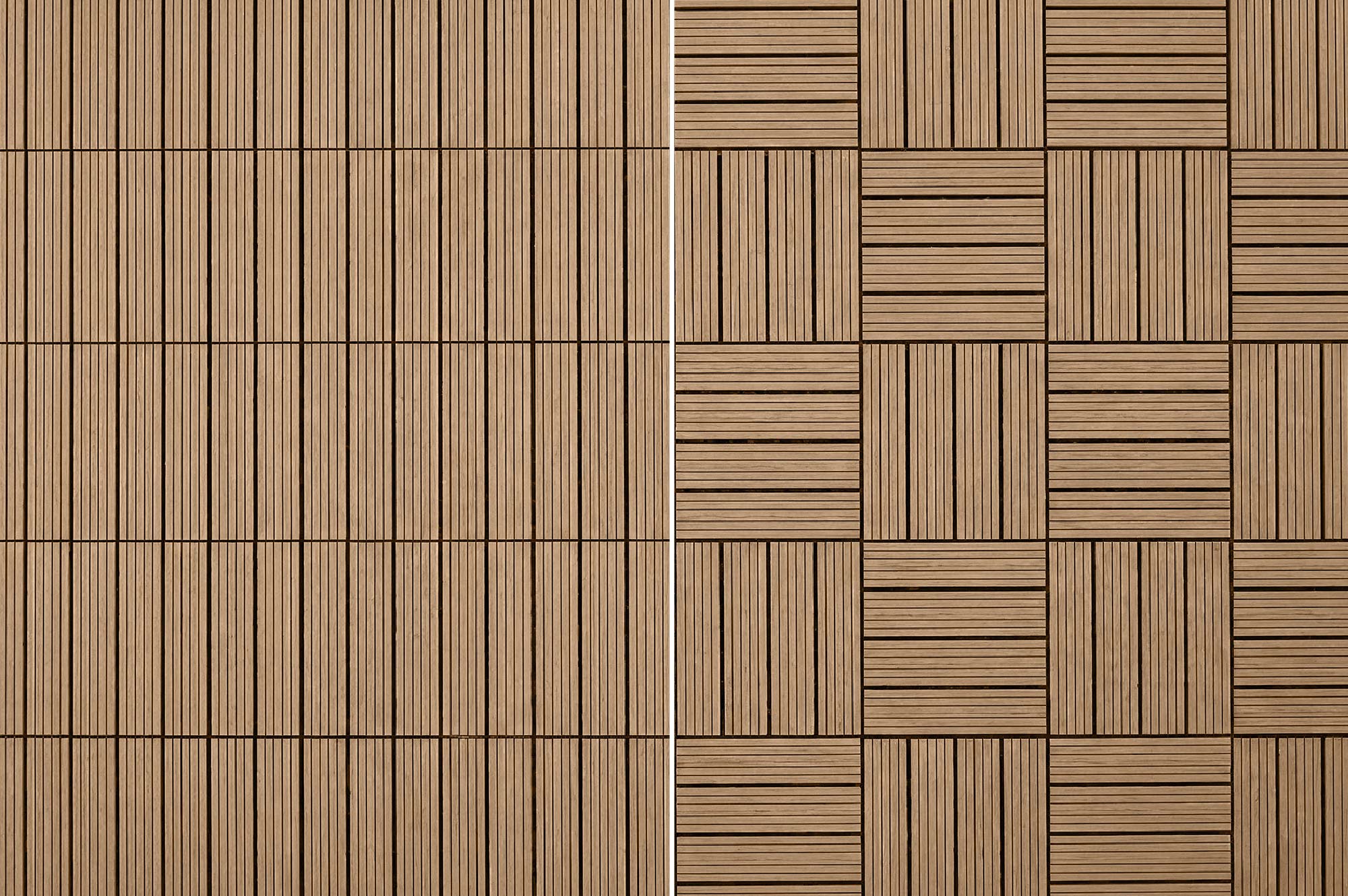 Set of 30 interlocking SERRA teak-grooved composite terrace tiles, 30x30cm 5