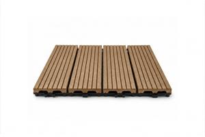 Set of 30 interlocking SERRA teak-grooved composite terrace tiles, 30x30cm 14