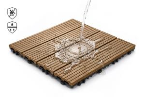 Set of 30 interlocking SERRA teak-grooved composite terrace tiles, 30x30cm 8