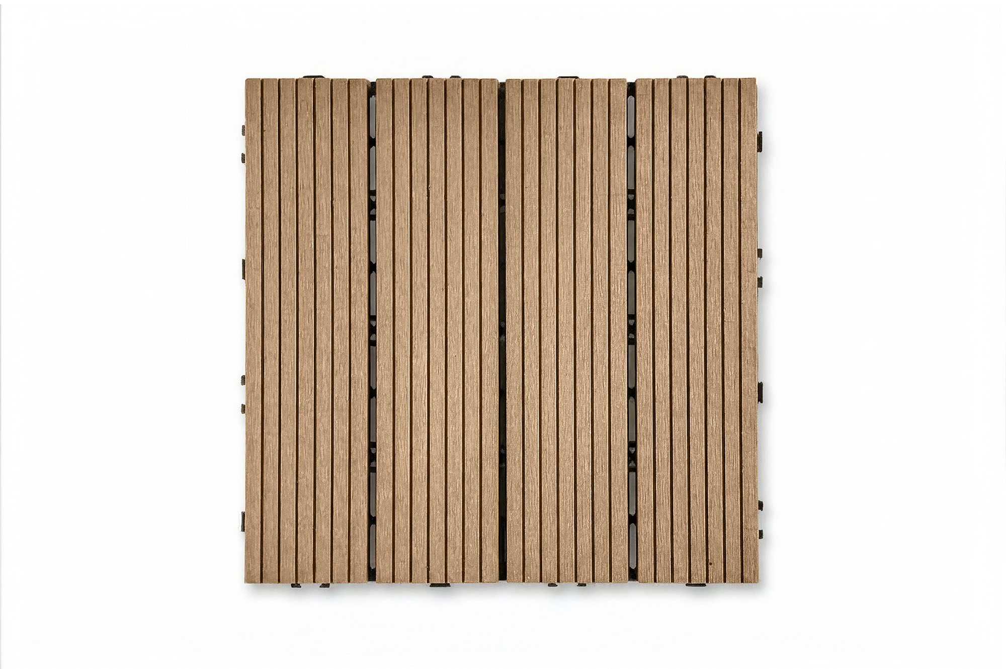 Set of 30 interlocking SERRA teak-grooved composite terrace tiles, 30x30cm 11
