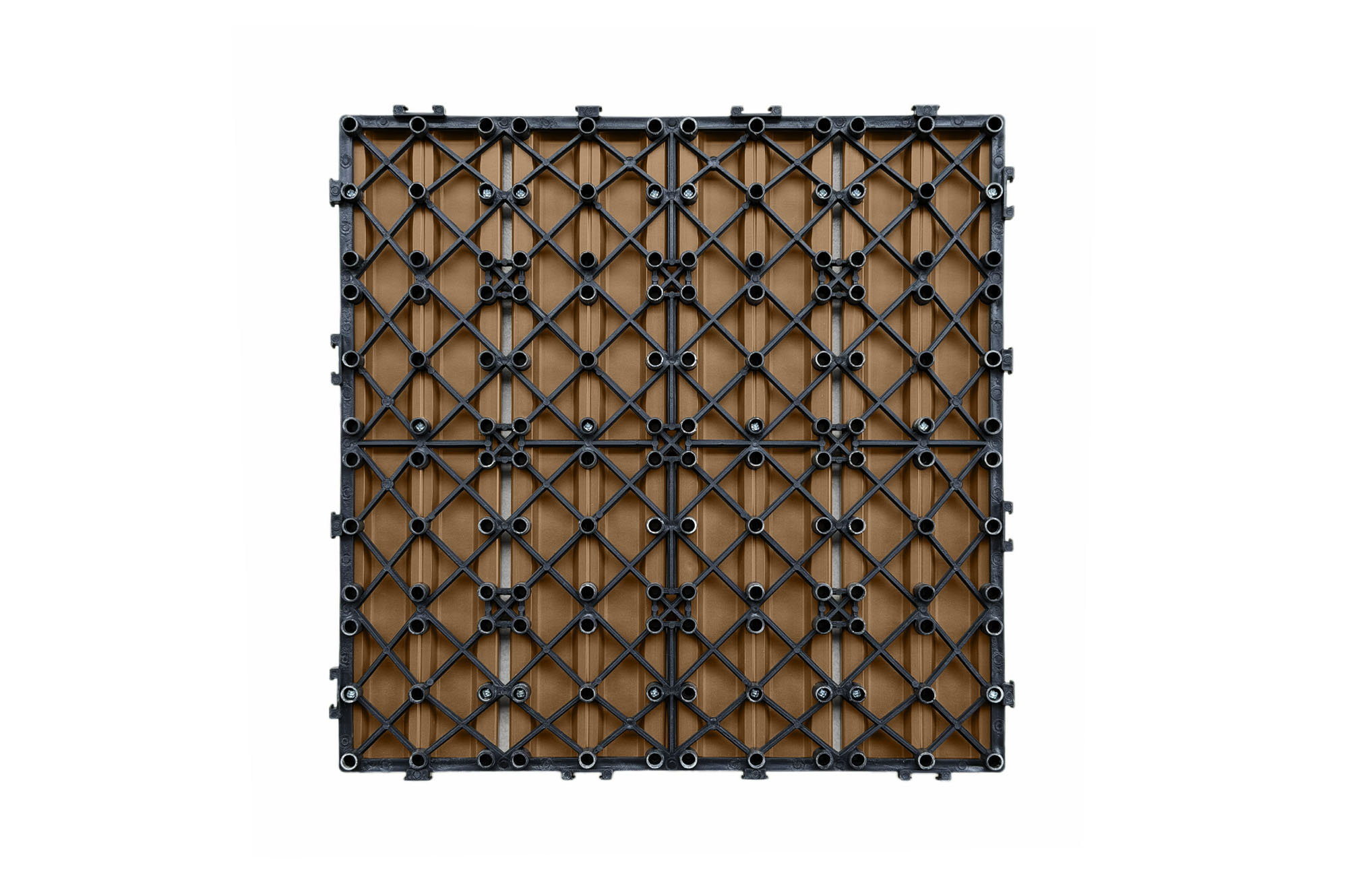 Set of 30 interlocking SERRA teak-grooved composite terrace tiles, 30x30cm 12