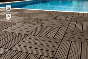 SERRA brown grooved outdoor interlocking tile 30x30cm 7