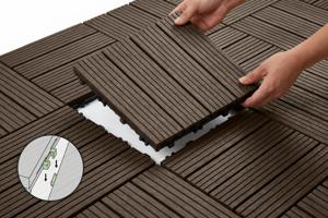 SERRA brown grooved outdoor interlocking tile 30x30cm 4