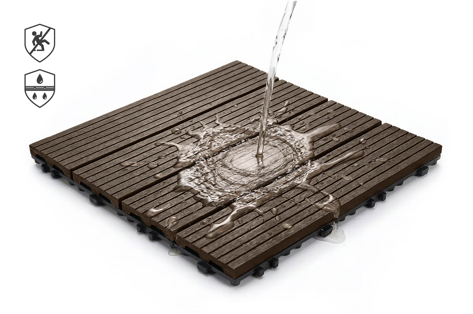 SERRA hnedá drážkovaná vonkajšia zámková dlaždica 30x30cm 8