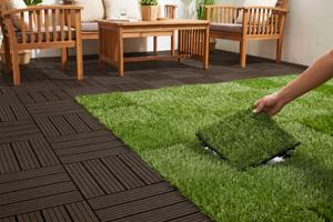 SERRA brown grooved outdoor interlocking tile 30x30cm 11