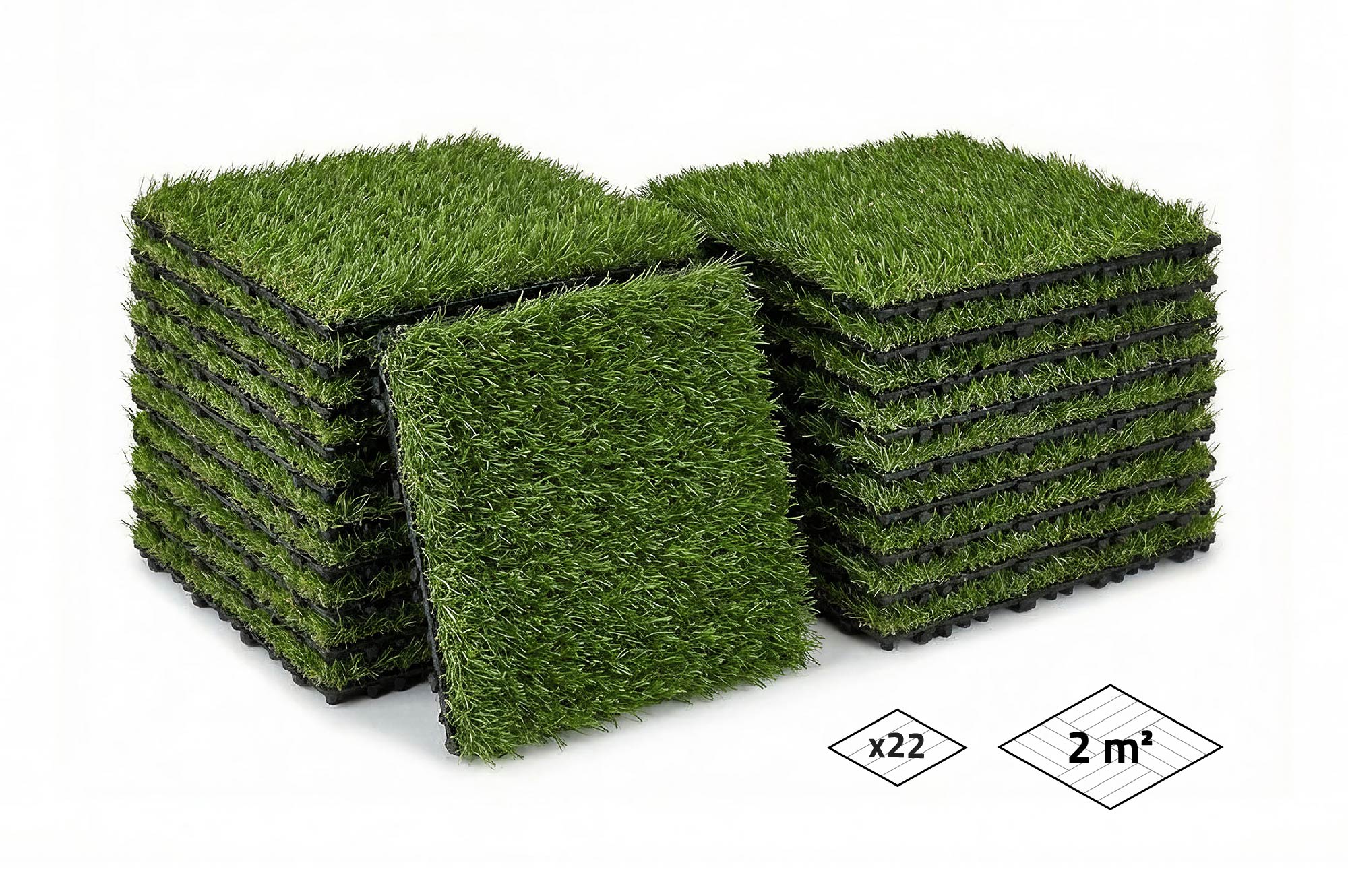 Sada 22 ks zámkových terasových dlaždíc zo syntetickej trávy KORA 30x30 cm 2