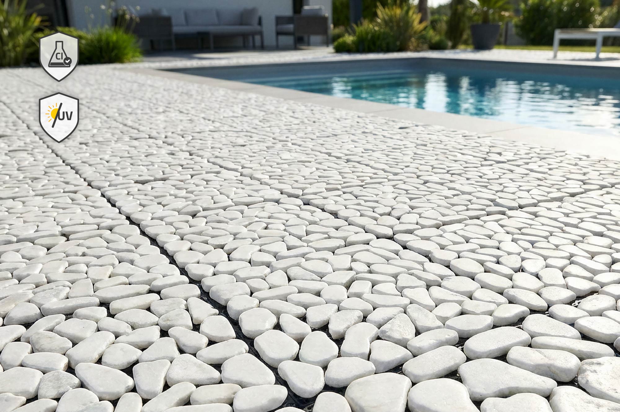 OSSA vonkajšia zámková dlažba, biele kamienky, 30x30 cm 6