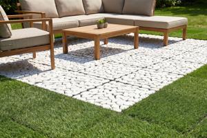 Lot de 12 dalles clipsables terrasse OSSA galets blancs 30x30cm 10