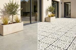 Lot de 12 dalles clipsables terrasse OSSA galets blancs 30x30cm 5