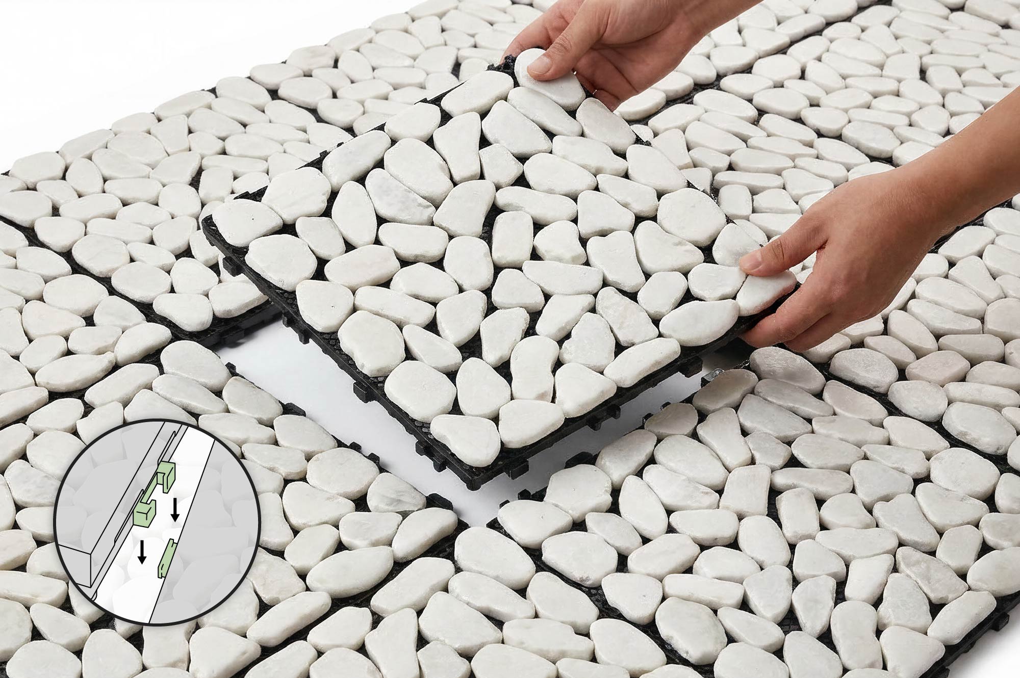 OSSA vonkajšia zámková dlažba, biele kamienky, 30x30 cm 4