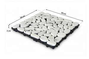 Lot de 12 dalles clipsables terrasse OSSA galets blancs 30x30cm 3