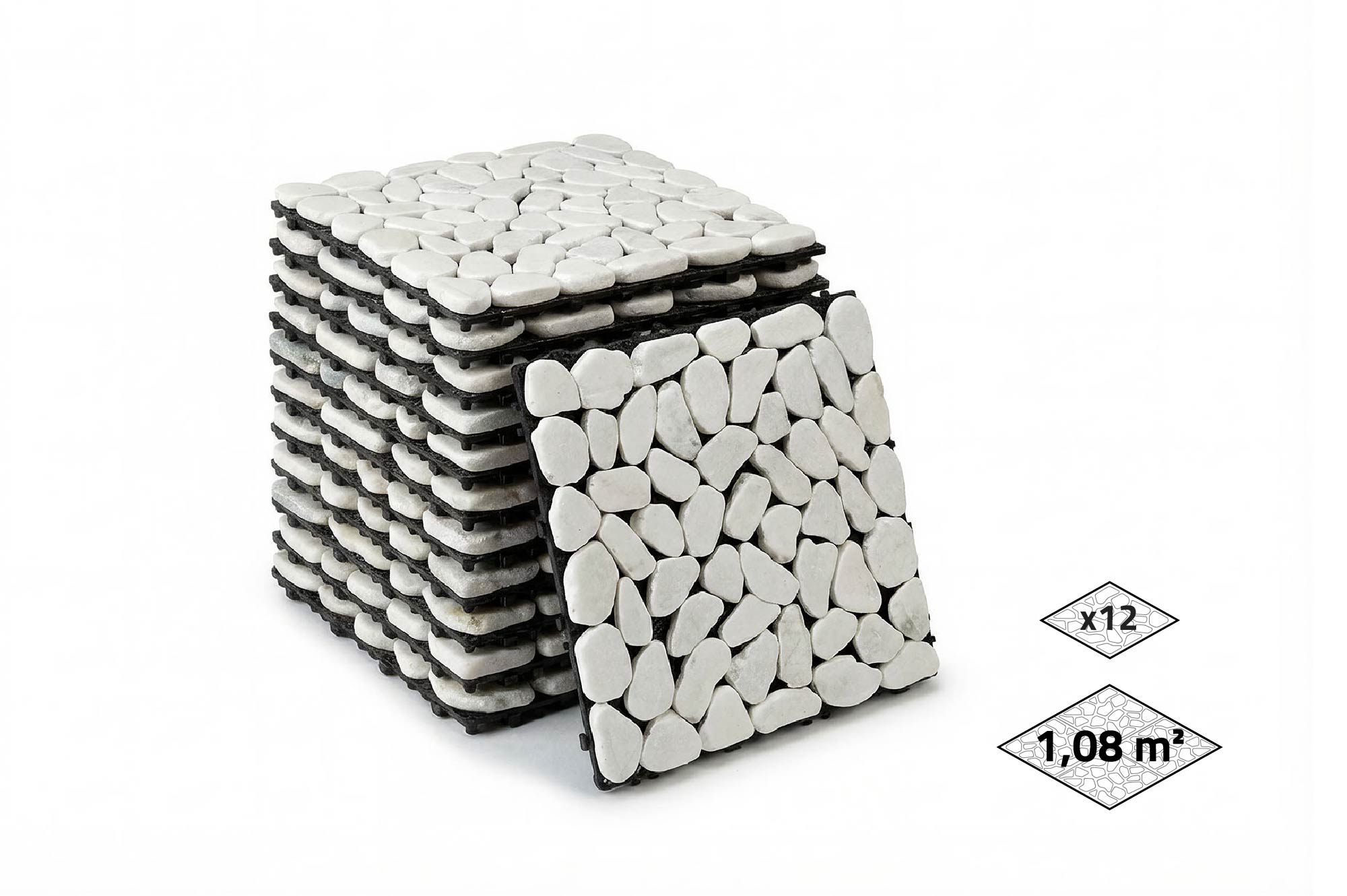 OSSA-Außenverbundfliesen, weiße Kieselsteine, 30 x 30 cm main image