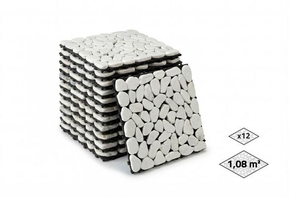 OSSA ulkokäyttöön tarkoitettu lukittava laatta, valkoiset kivet, 30x30cm main image