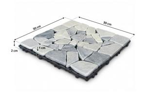 Lot de 12 dalles clipsables terrasse OSSA galets gris 30x30cm 3