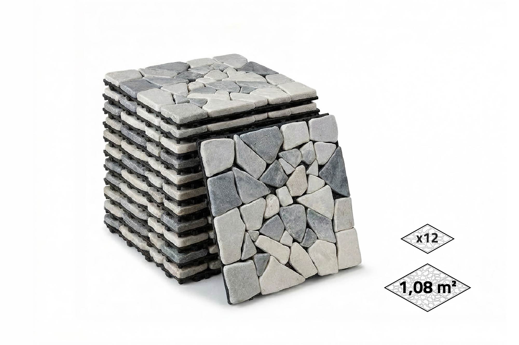 Vonkajšia zámková dlažba OSSA, sivé kamienky, 30x30 cm 2