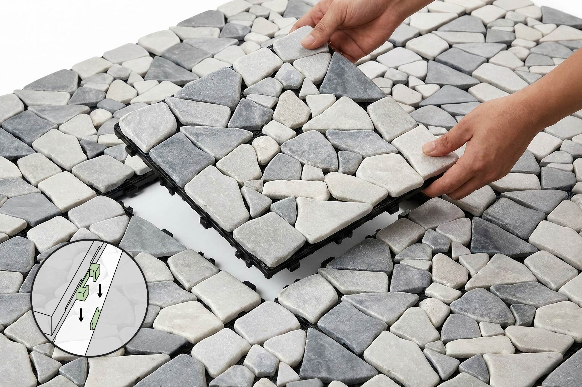 Vonkajšia zámková dlažba OSSA, sivé kamienky, 30x30 cm 4