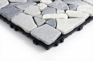 Lot de 12 dalles clipsables terrasse OSSA galets gris 30x30cm 9