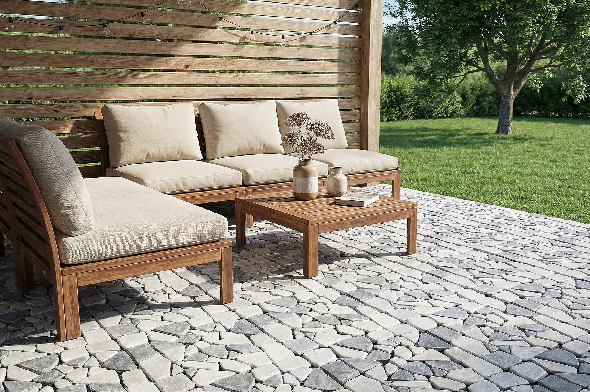 Dală de pavaj interconectabilă pentru exterior OSSA, pietricele gri, 30x30cm 2