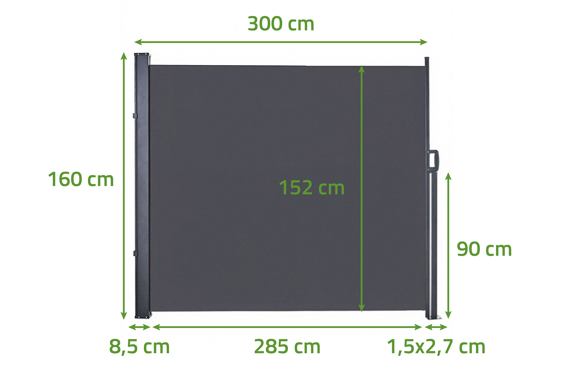 PILAT retractable side awning 3x1.6 m anthracite grey 2