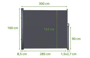 Paravent extérieur rétractable PILAT 3x1,6 m gris anthracite 2