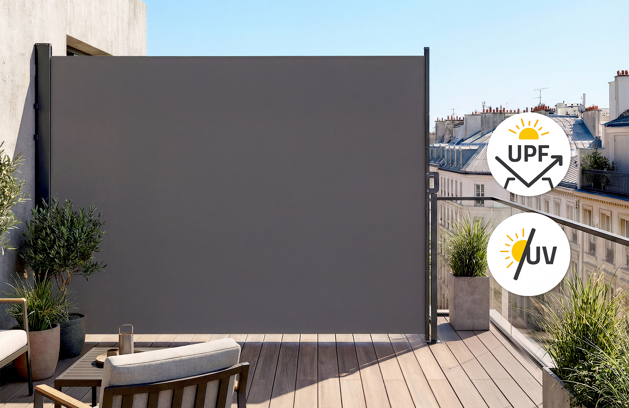 Πτυσσόμενη πλαϊνή τέντα PILAT 3x1,8 μ. γκρι ανθρακί 5