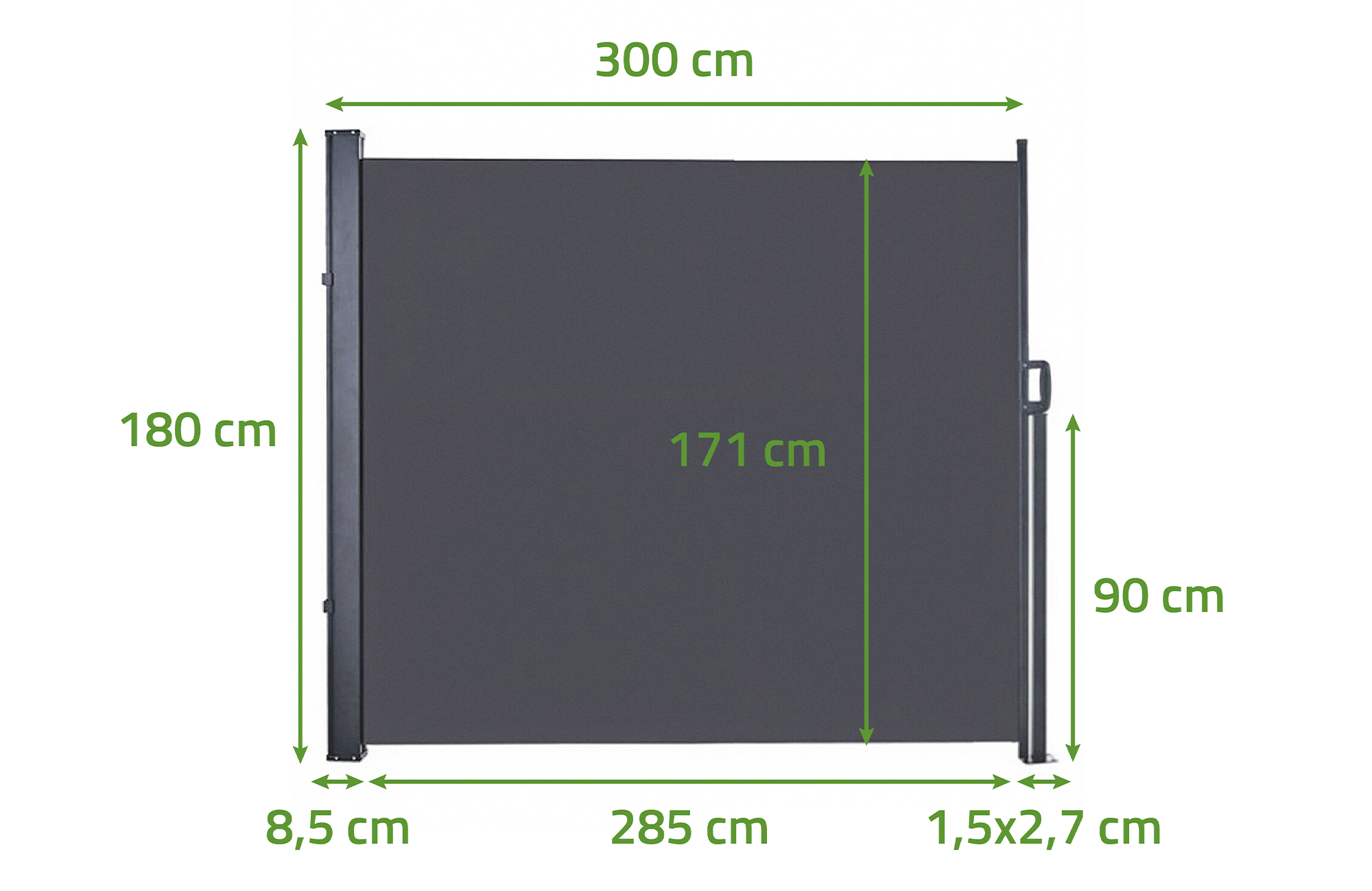 Πτυσσόμενη πλαϊνή τέντα PILAT 3x1,8 μ. γκρι ανθρακί 2