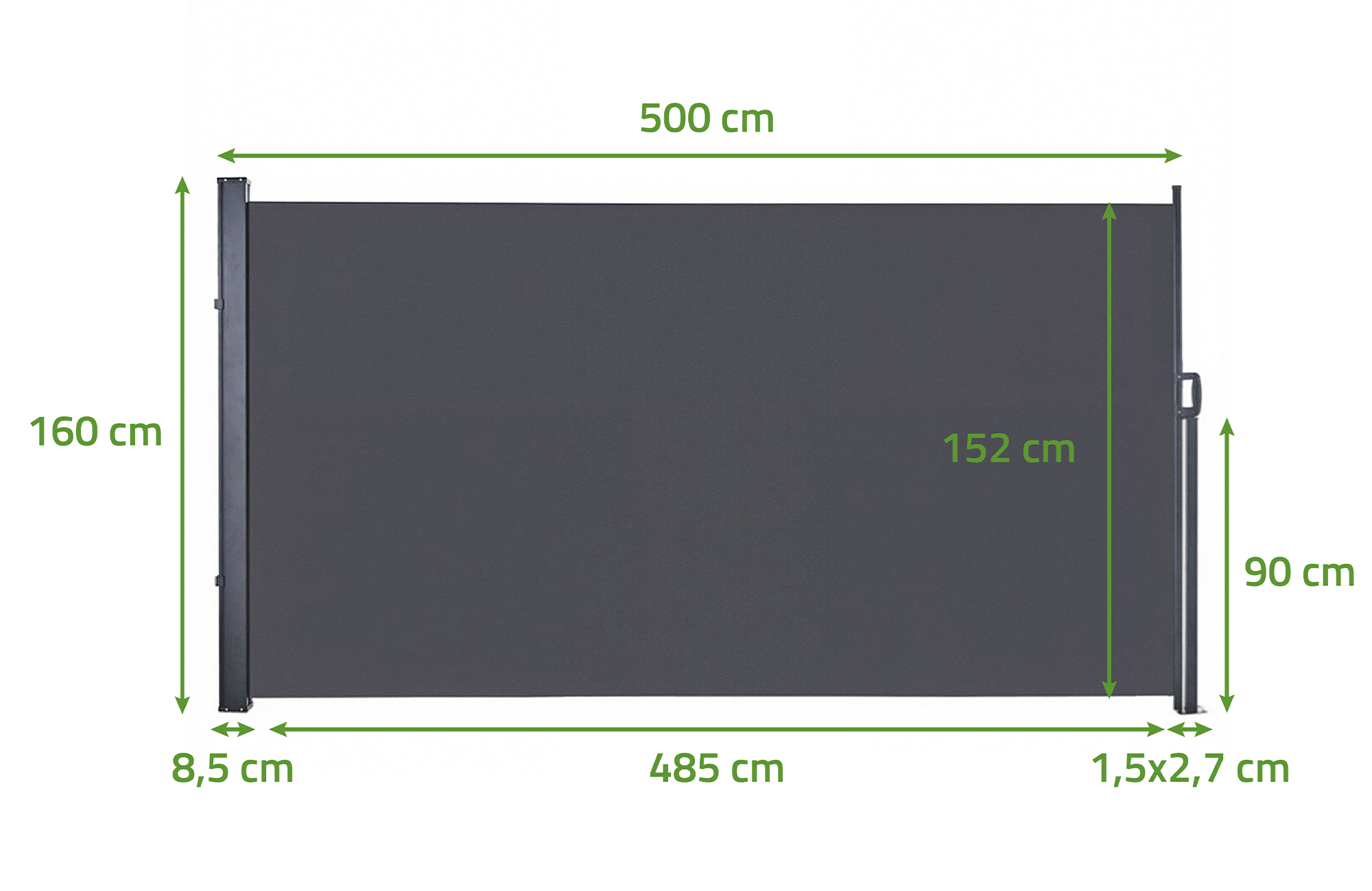 PILAT výsuvná bočná markíza 5x1,6 m antracitovo sivá 2