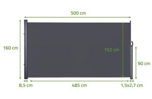 Paravent extérieur rétractable PILAT 5x1,6 m gris anthracite 2