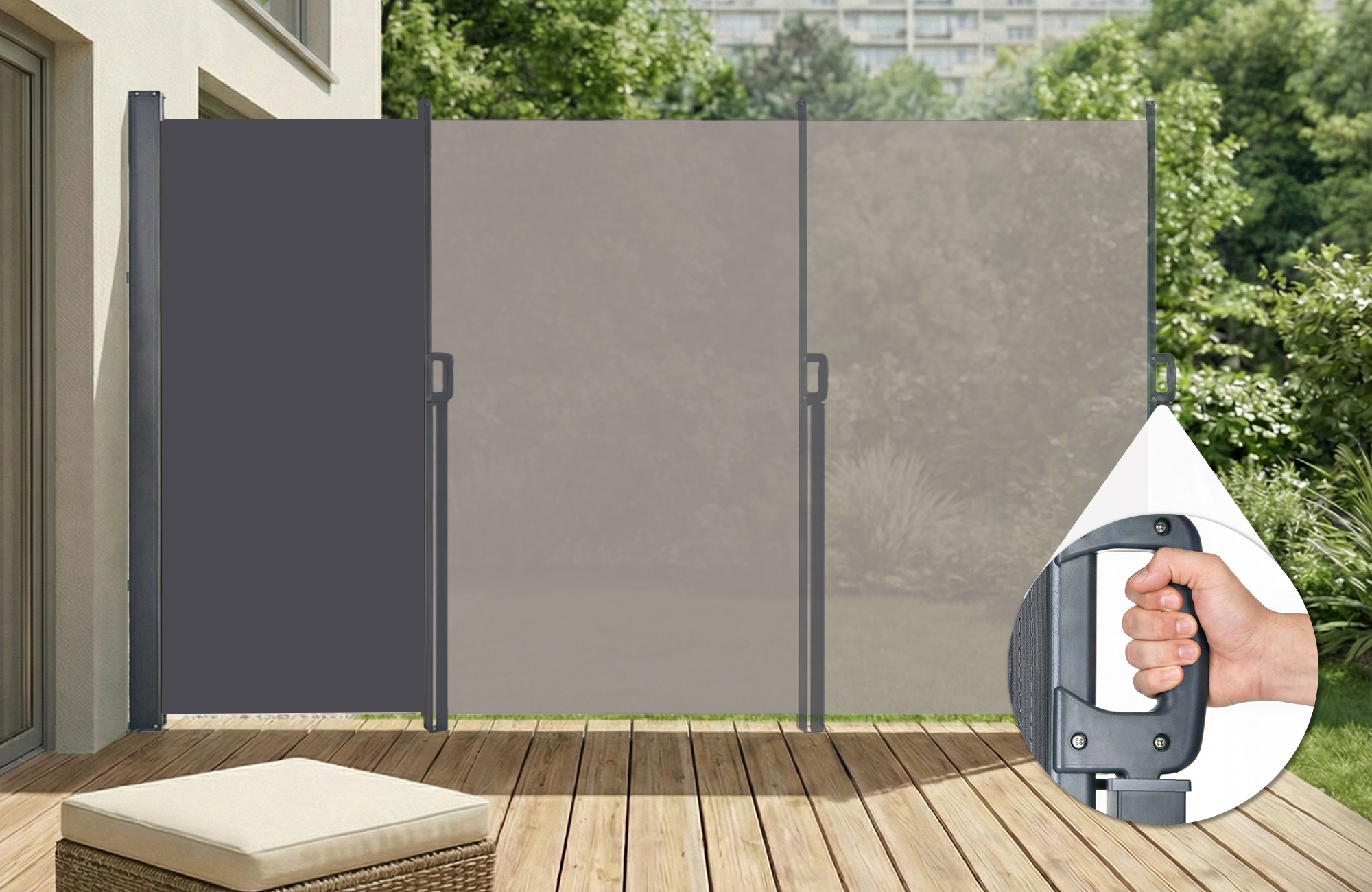 Paravent extérieur rétractable PILAT 5x1,8 m gris anthracite 3