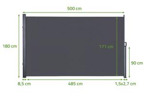 PILAT uvlačna bočna tenda 5x1,8 m antracit siva 2
