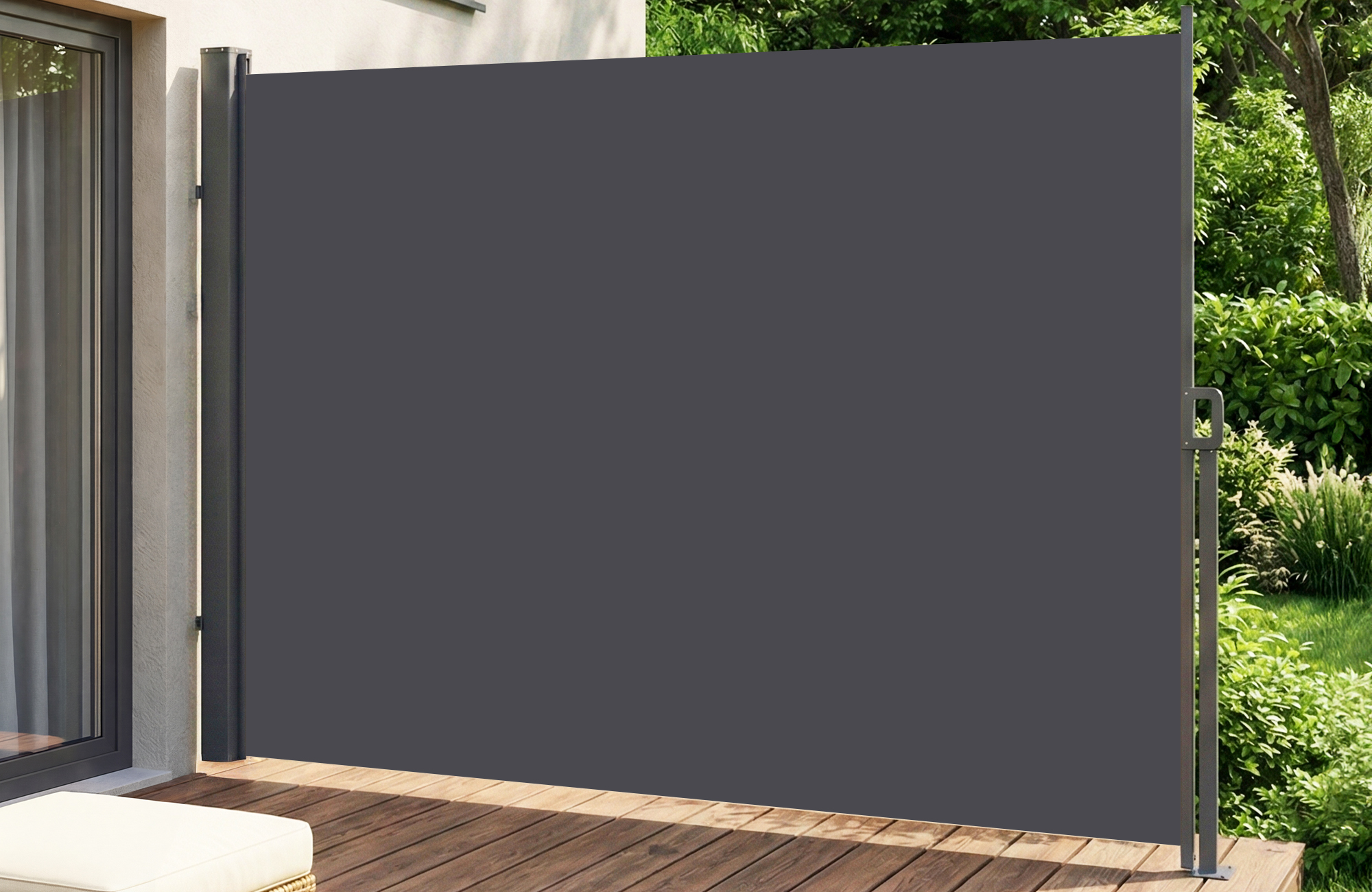 Paravent extérieur rétractable PILAT 5x1,8 m gris anthracite main_image