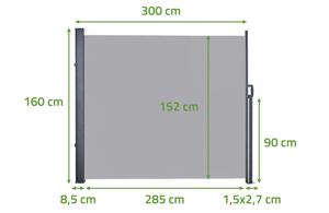 Paravent extérieur rétractable PILAT 3x1,6 m gris clair 2