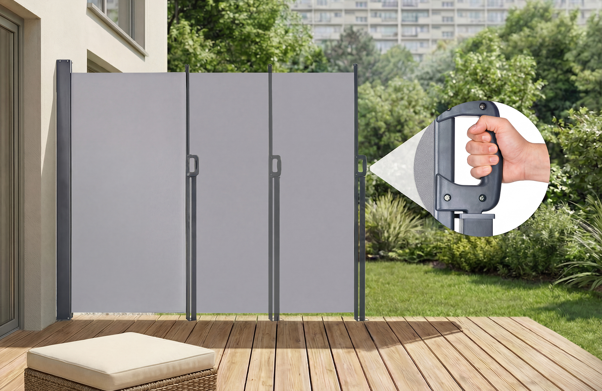 Copertină laterală retractabilă PILAT 3x1,8 m gri deschis 3